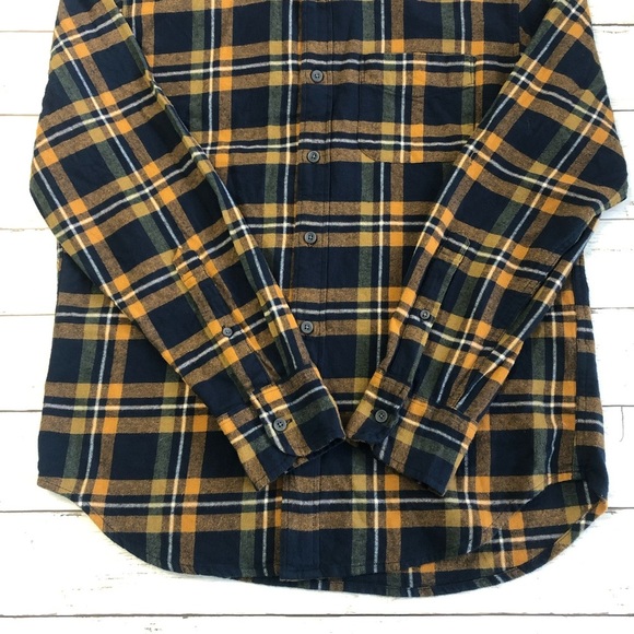 J.CREW Flannel Classic Men’s Blue/Yellow Plaid Long Sleeve Shirt Size S - Picture 6 of 14